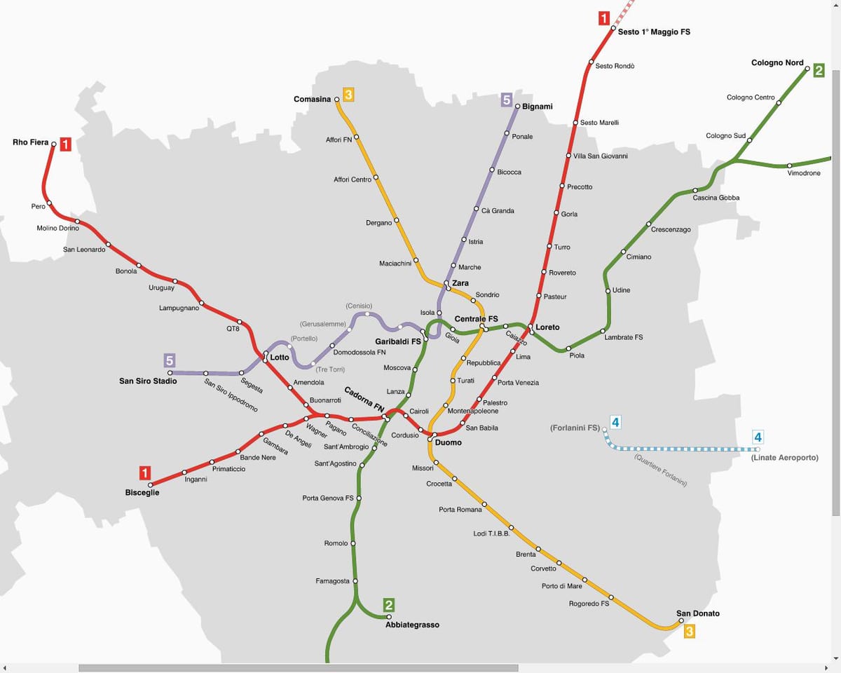 mapa da atm milano eléctrico