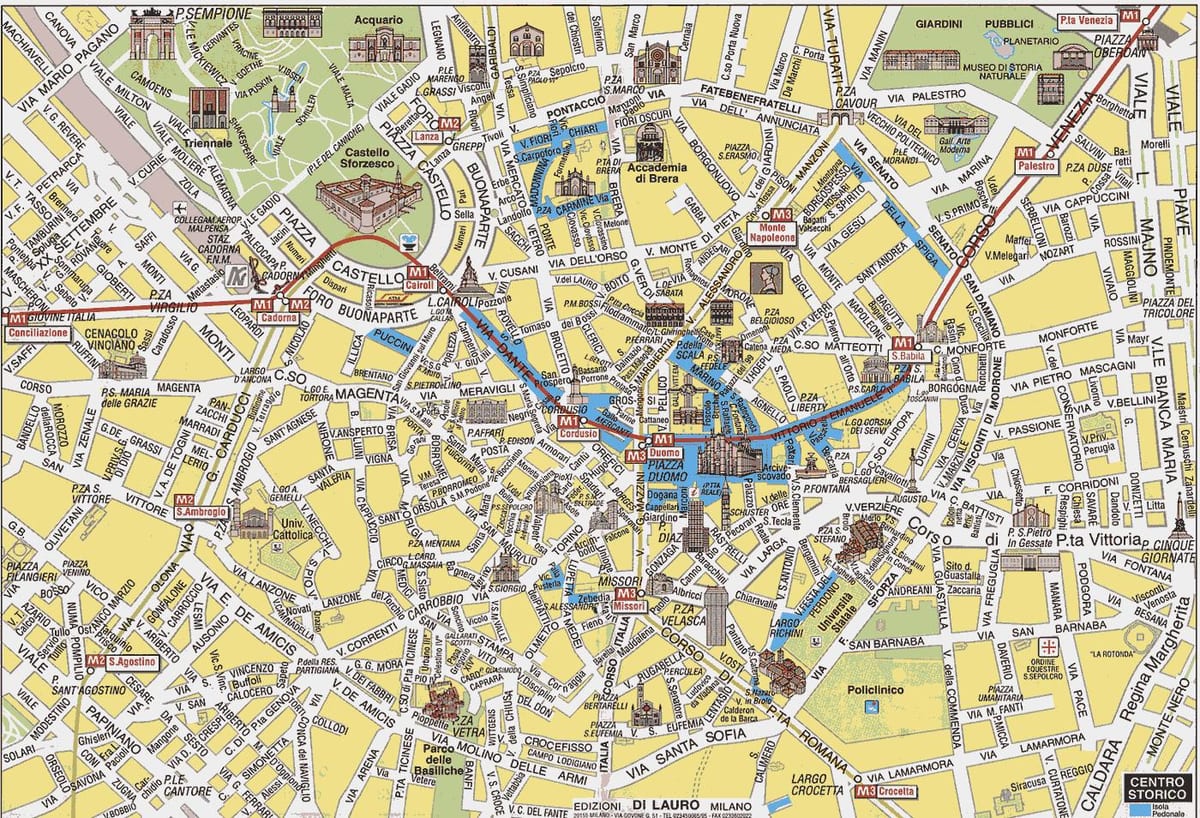 milão mapa da área