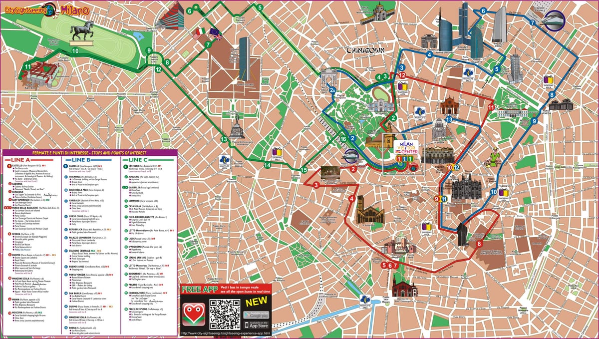 mapa de milão rota de ônibus