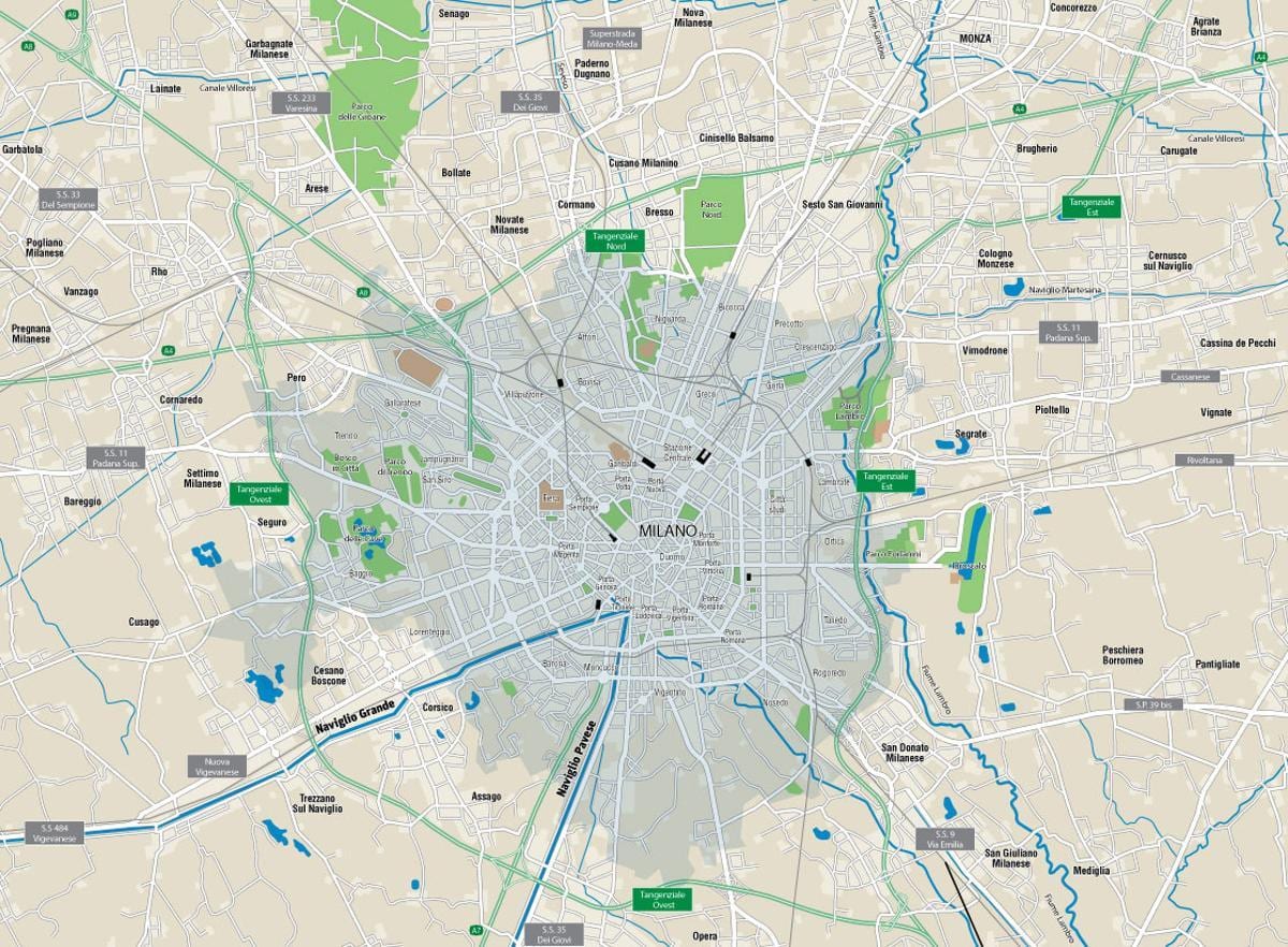 mapa de milão canais