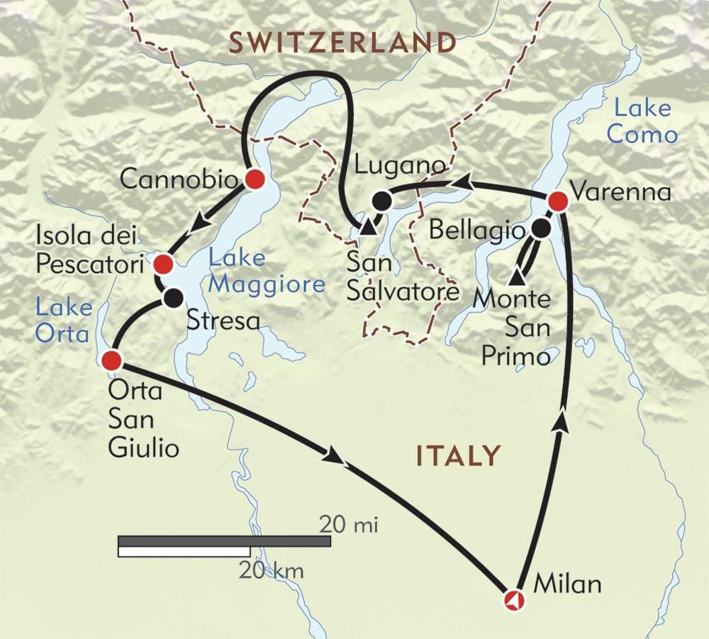 mapa de milão lagos