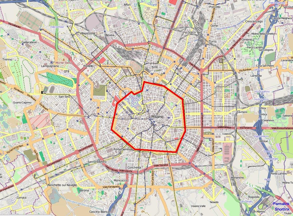 milão área de c mapa