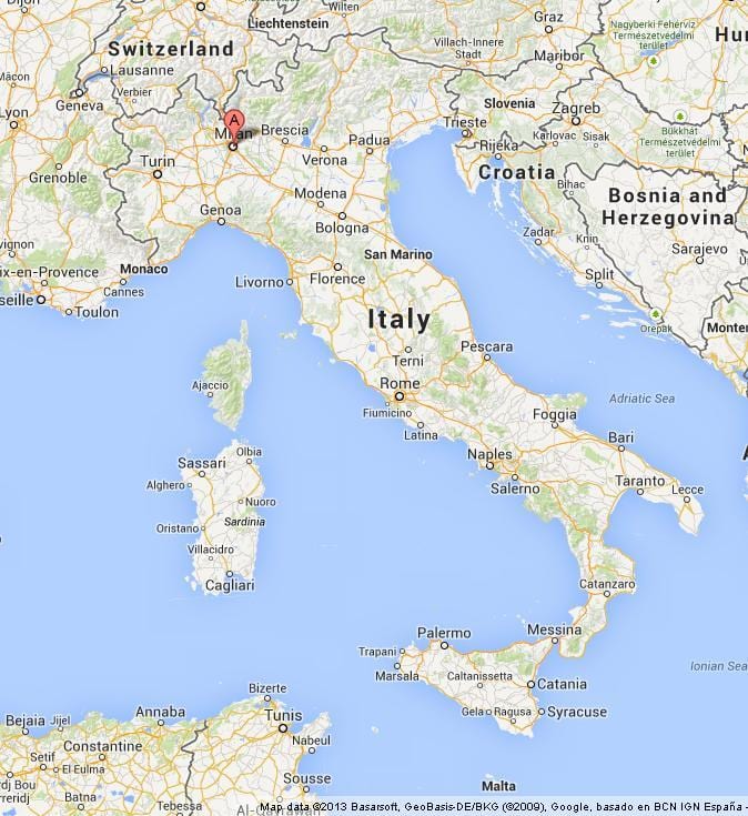 milano no mapa