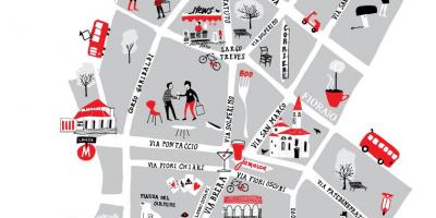 Mapa do bairro de brera, em milão