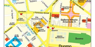 Mapa de milão, a rua de compras