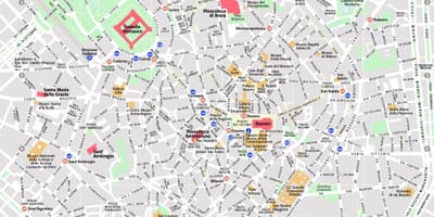 Mapa da central de milão, itália