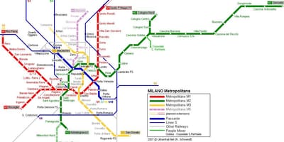 Milão mapa do metrô de 2016