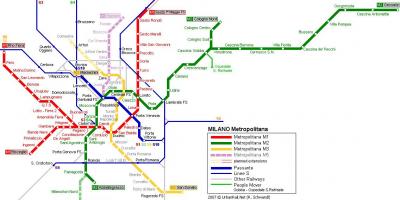 Milão mapa do metrô de 2016