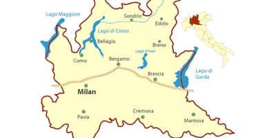 Mapa de milão, lombardia