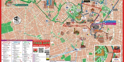 Milão hop on hop off mapa de rotas