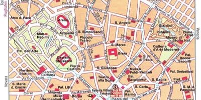 Milão, itália mapa turístico