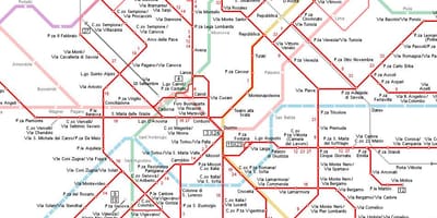 Bonde mapa de milão, itália