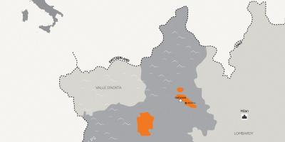 Mapa de milão e cidades vizinhas