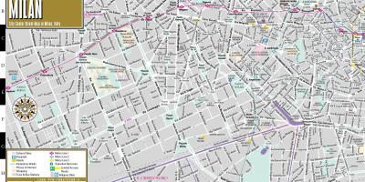 Mapa de rua do centro da cidade de milão