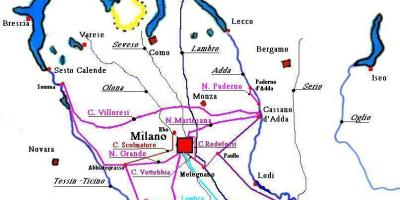 Mapa da área de navigli, em milão